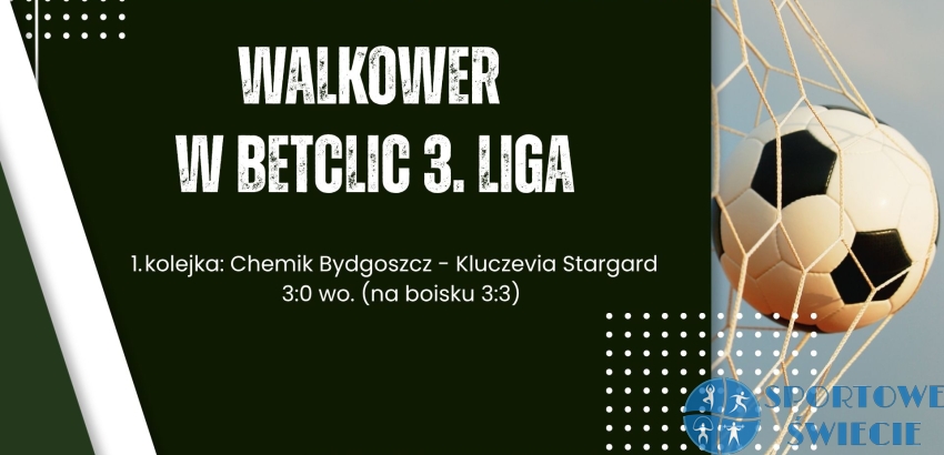 Betclic 3. Liga – mecz w Bydgoszczy zweryfikowany jako walkower